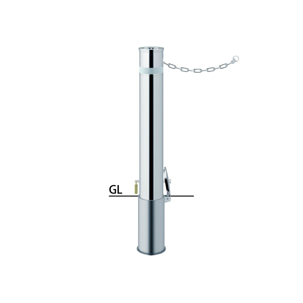 サンポール リフター差込式カギ付車止め LA-12SKC φ114.3(t2.5) H700 カギ付 クサリ内蔵
