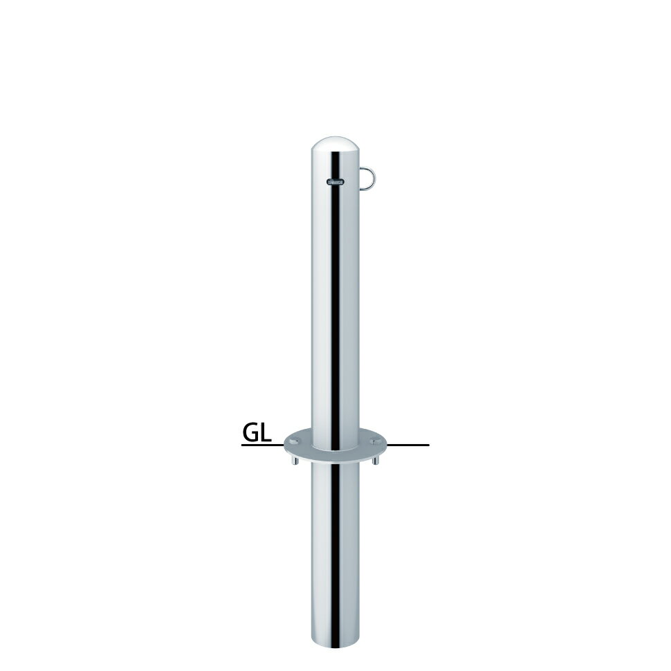 サンポール ピラー 固定式フランジ付 PA-12UF φ114.3(t3.0) H730＋埋込450