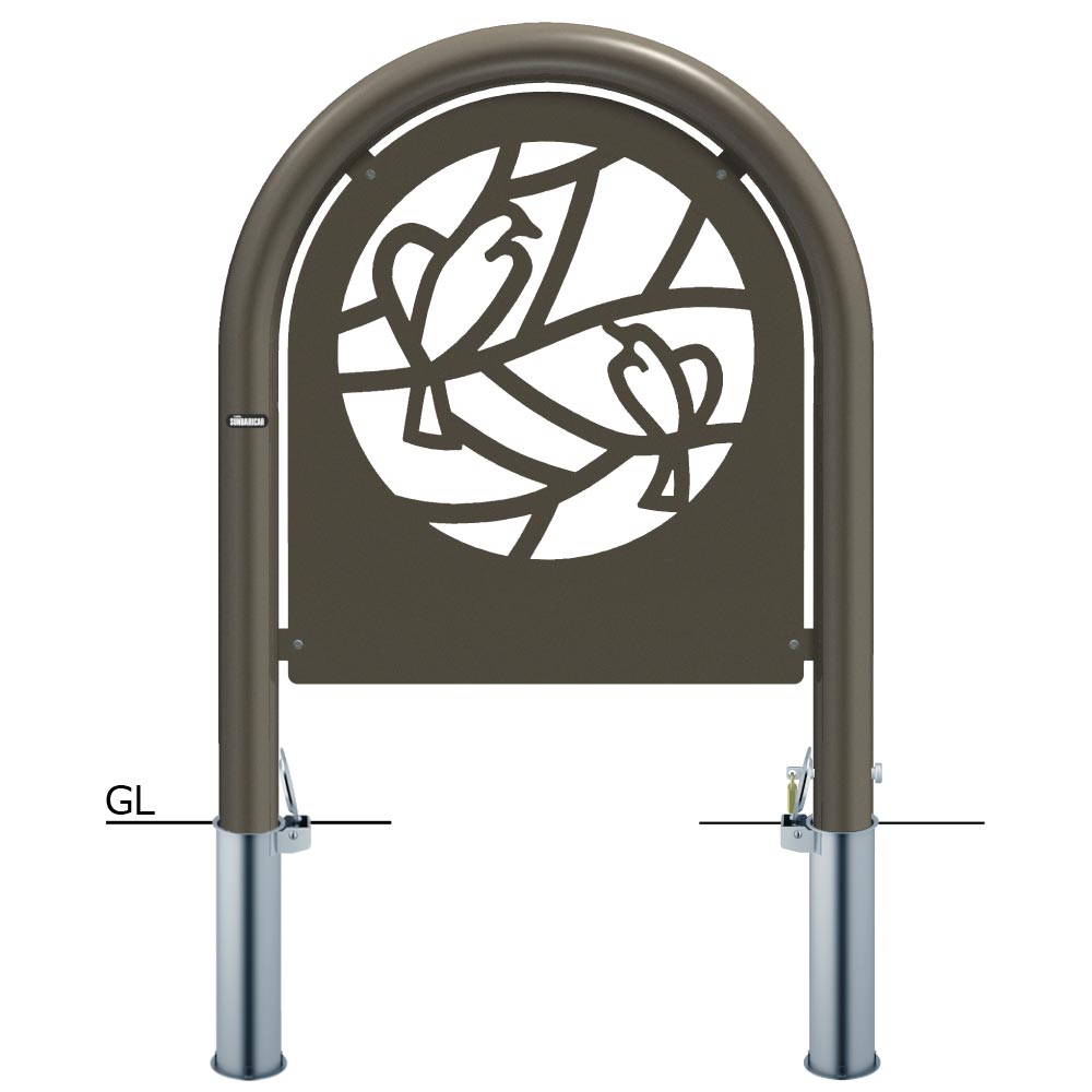 品名:レリーフ付アーチ 施工タイプ:差込式カギ付 材質:スチール＋レリーフ:アルミ合金 仕様:レリーフ付　南京錠25mm付 サイズ:φ60.5(t2.8) WP600×H800 重量:約13.0kg 仕上げ/カラー:焼付塗装　スモークブラウン 備考:●こちらの商品は受注生産品です。 ●通常業者向けの運送会社になりますのでお時間指定はできません。日曜日祝日配送もできないです。 ●離島のお客様は別途お見積りとなります。北海道、沖縄県もお見積りになる場合があります。 ●直送の場合メーカー指定便のため、運送会社のご選択はできません。山奥やトラックの入れない道幅の場合配送できないことがあります。地域によっては個人宅配送ができないこともあります。 ●ご注文後のご変更、キャンセルはできません。 ●ご注文後の発注のため受注生産ではなくても稀に欠品の場合もあります。 関連商品 ●サンポール レリーフ付アーチ 固定式 RA-411U φ60.5(t2.8) WP600×H800 ●サンポール レリーフ付アーチ 差込式カギ付 RA-411SK φ60.5(t2.8) WP600×H800 ●サンポール レリーフ付アーチ 固定式 RA-111U φ60.5(t2.8) WP600×H800 ●サンポール レリーフ付アーチ 差込式カギ付 RA-111SK φ60.5(t2.8) WP600×H800 ●サンポール レリーフ付アーチ 固定式 RA-314U φ60.5(t2.8) WP600×H800 ●サンポール レリーフ付アーチ 差込式カギ付 RA-314SK φ60.5(t2.8) WP600×H800