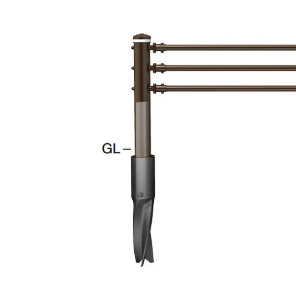 サンポール インパクト横断防止柵 3段ビームタイプ ヒノダクパイル仕様 端部支柱 左用（ジョイント付） SP-F12U-CL3-IMB