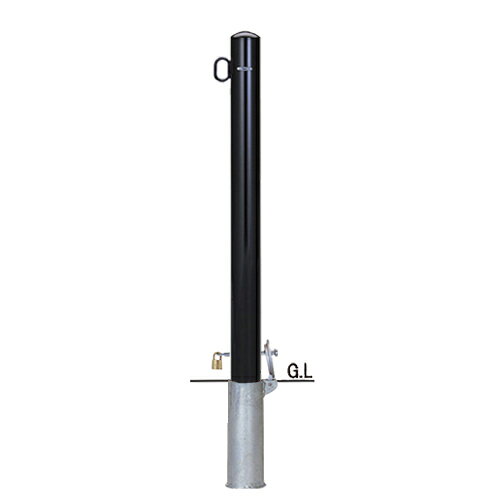 帝金 バリカー ピラー型 脱着式カギ付 53-PK 片フック 茶 径76.3×t2.8 H850