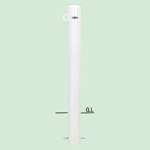 帝金 バリカー ピラー型 固定式 54-A 片フック 白 径101.6×t3.2 H850