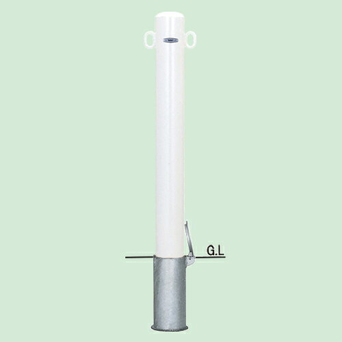 帝金 バリカー ピラー型 脱着式フタ付 54-P 両フック 白 径101.6×t3.2 H850