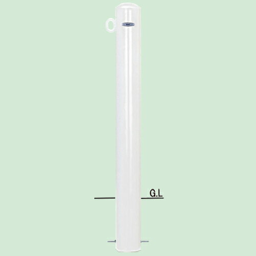 帝金 バリカー ピラー型 固定式 55-A 片フック 白 径114.3×t4.5 H850