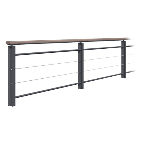 帝金 転落防止柵 固定式 SK75-WYP 支柱 100×75(I形鋼) トップレール(合成木材) 105×30 ビーム φ42.7×t2..