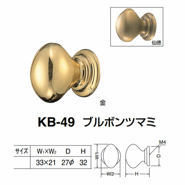 シロクマ ブルボンツマミ KB-49 金／仙徳 W(1)33×W(2)21×Dφ27×H32mm
