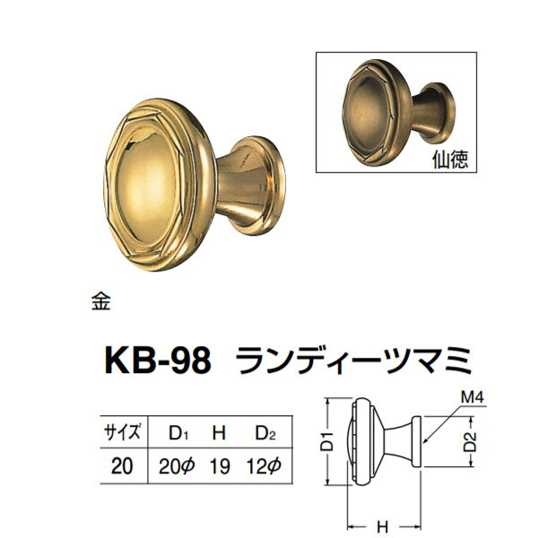 シロクマ ランディーツマミ KB-98 サイズ20 金／仙徳 D(1)φ20×H19×D(2)φ12mm