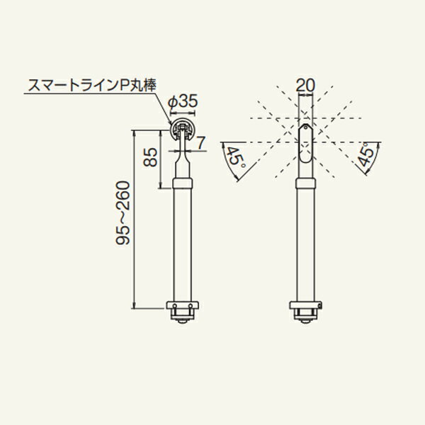 シロクマ ABC-45シリーズ スマートラインシステム専用ブラケット 7立子 ABH-80 支柱45
