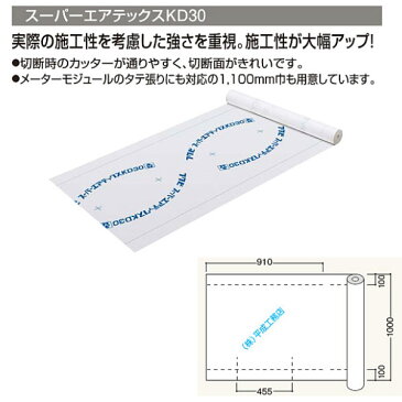 フクビ スーパーエアテックス KD30 1.1-02 工務店名入れ 巾1100mm×長さ50m×厚さ0.2mm TXKD1R2 50巻 版代別途