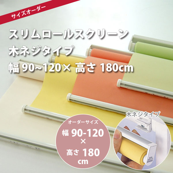 スリムロールスクリーン 木ネジタイプ 幅90〜120 × 高さ180cm オーダー品 全4色 どれか1つ 【代引き不可】 【メーカー直送】