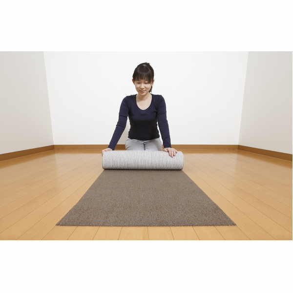 サンコー おくだけ吸着 ロングマット 撥水 90cm×200cm ブラウン KH75 1つ