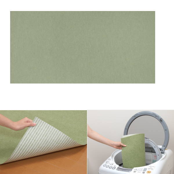 サンコー おくだけ吸着 キッチンマット 60×120cm グリーン KF97 厚み3mm