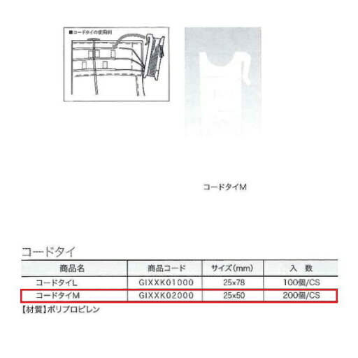ユニテックパロマ コードタイM GIXXK02000 200個 ユニテックパロマ コードタイM GIXXK02000 200個