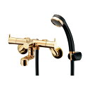 カクダイ 2ハンドルシャワー混合栓(一時止水・アンティークゴールド) 139-020K-AG