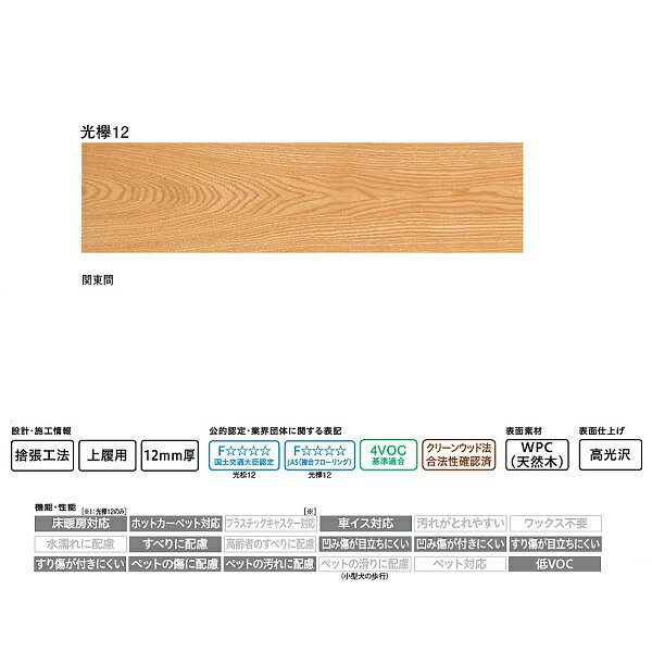 DAIKEN フローリング 欅柄 WPC広巾えんこう 光欅12 デラックス 3枚 （3.3平米） 関東間用 YP0129-2