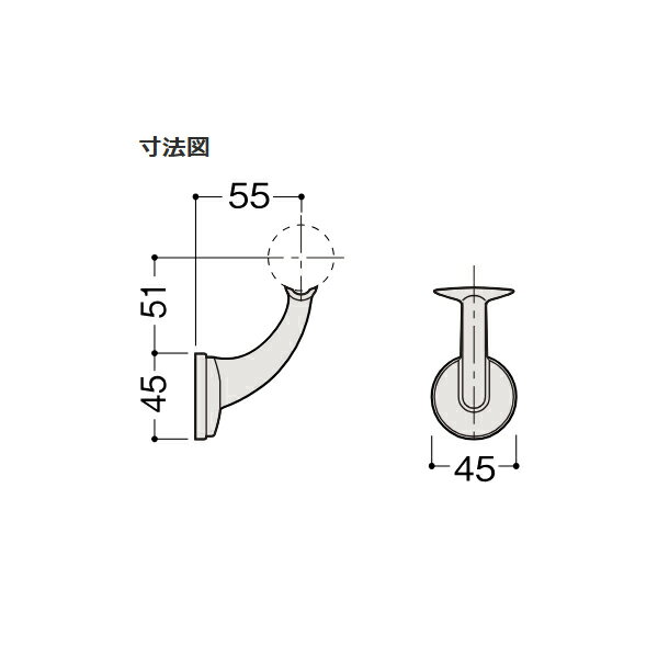 DAIKEN 手がかり手摺 ブラケット 着脱ブラケット横用 2個入り ME5961-2ZT 2