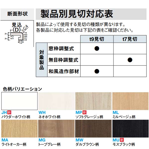 DAIKEN 造作部材 t7見切（縦用） 縦用見切e 見込（D）46.5 長さ2100mm 2本入り MT7042-53●● 2