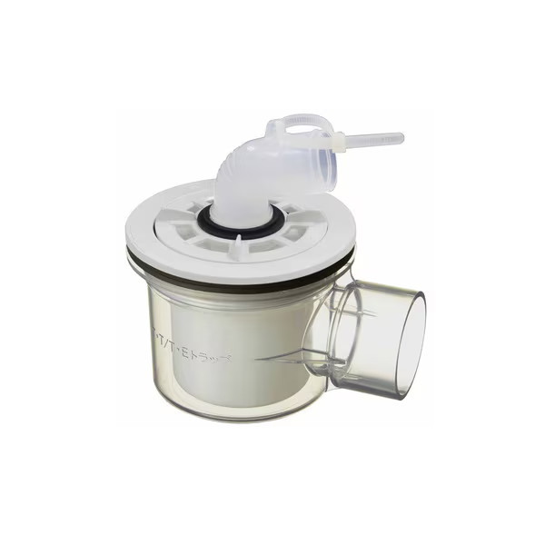 テクノテック 防水パン用排水トラップ/泡逆流防止機構付トラップ 本体透明 アイボリーホワイト 横 GNT-..