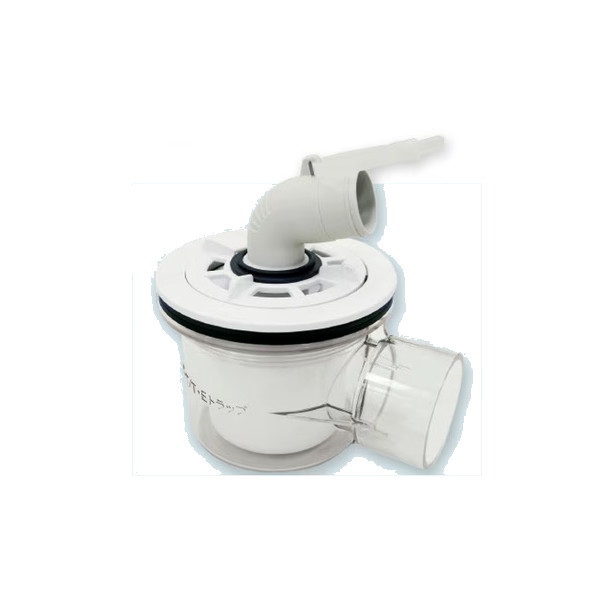 テクノテック 防水パン用排水トラップ/泡逆流防止機構付トラップ 本体透明 ニューホワイト 横 GNT-SWA-W2