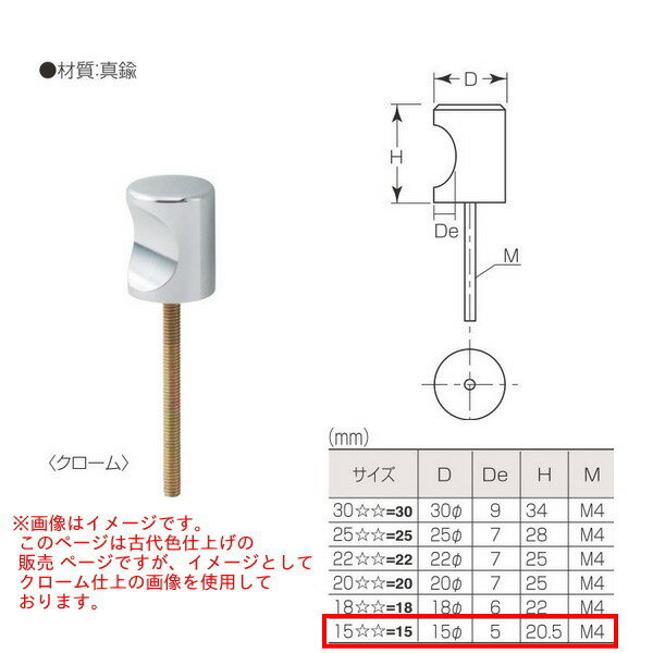 丸喜金属 真鍮 C型つまみ B-780 155 D15Φ 仕上げ:古代色