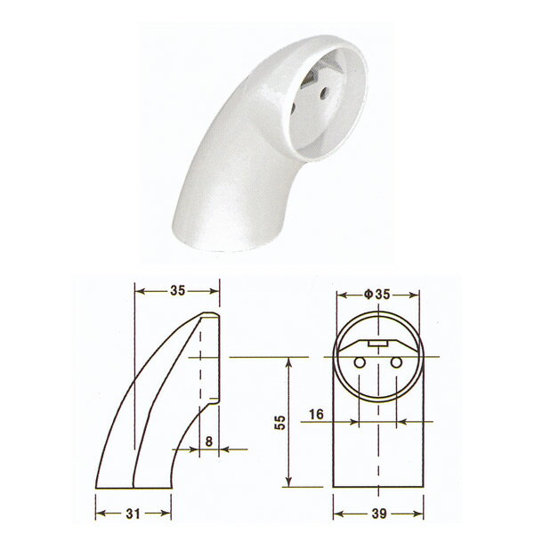丸喜金属 MK 35φエンドブラケット D-268 白