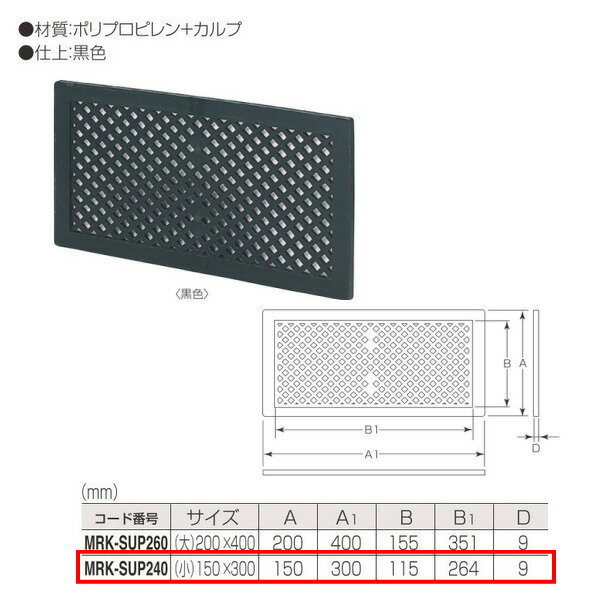 MARUKI P.C 床下通気孔 スーパーパネル 黒色 P-850 サイズ:（小）150mm×300mm