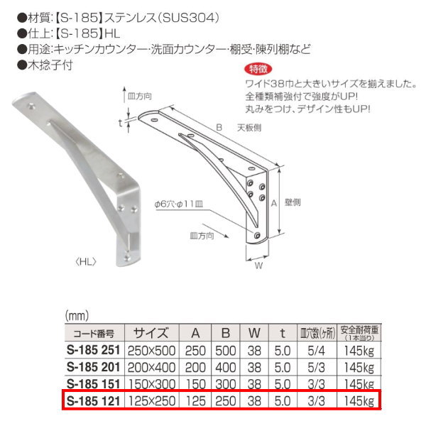 ݴ° ѥêʥƥ쥹 S-185 121 125mm250mm ž:HL