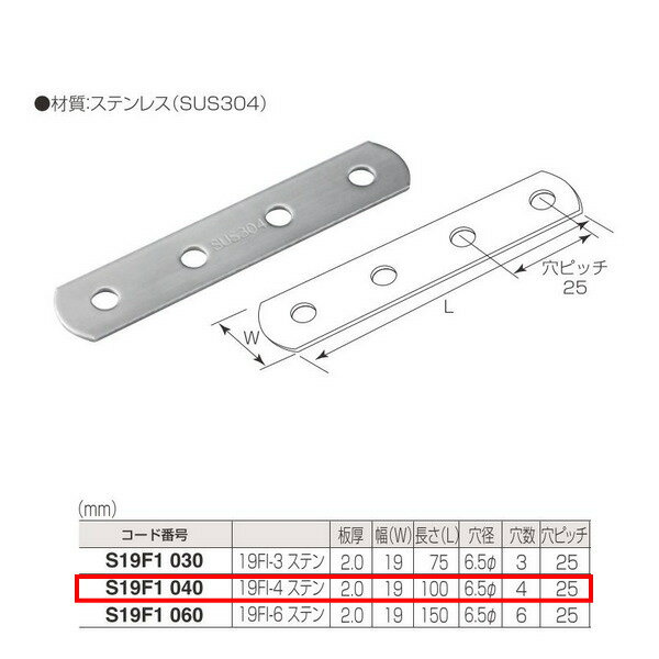 丸喜金属 ジョイント金具 19型フラット S19F1 040 19FI-4ステン 20個