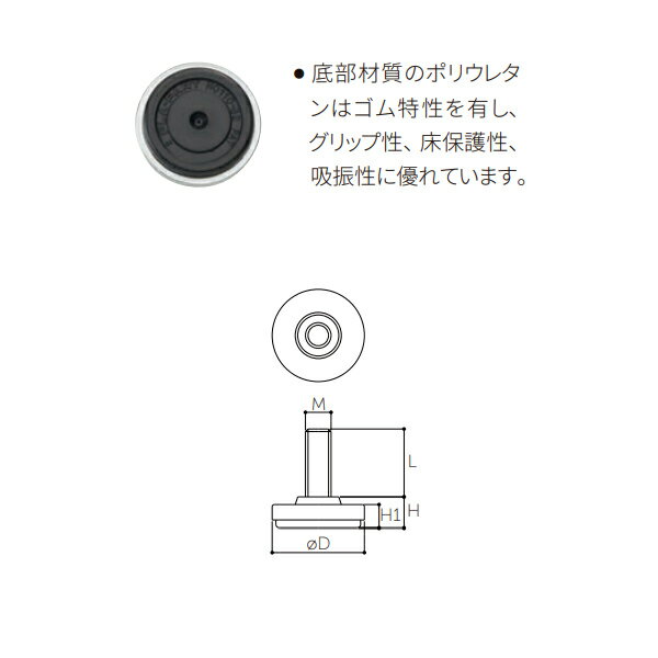 丸喜金属 ダイカストアジャスター TPU D-751 サイズ45 2