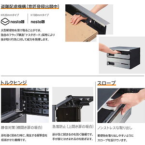 ナスタ集合住宅ポストD-ALL(ディーオール)KS-MB6202PU-2L屋内仕様戸数2静音大型ダイヤル錠H240×W280×D406.2前入後出上開き扉