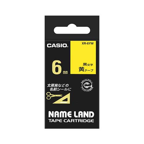 カシオ ネームランドテープ 6mm 黄/黒文字 XR-6YW 1個