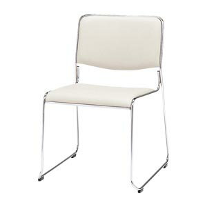 Other - スタッキングチェア （合成皮革張） 幅480×奥525×高740mm ホワイト MK-480 1脚