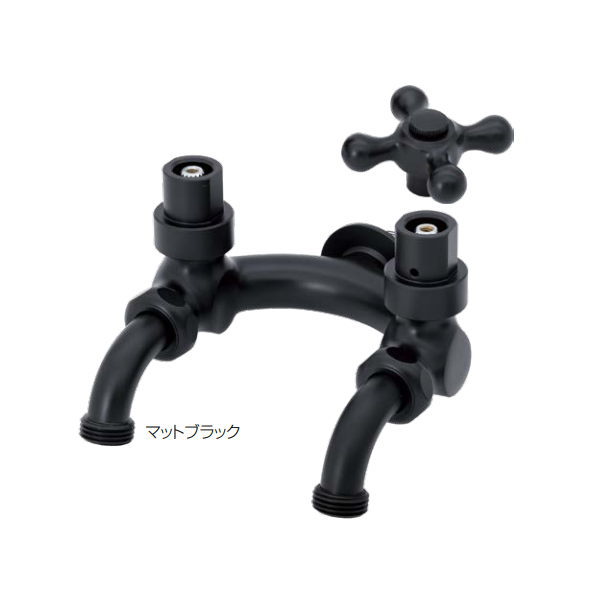 Tap Posts - オンリーワンクラブ 鍵付きU型二口庭水栓 マットブラック HV3-G25UK-A