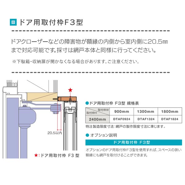 セイキ アルマーデフリー用オプション ドア用取付枠 F3型 特注品 幅1210〜1400mm ...