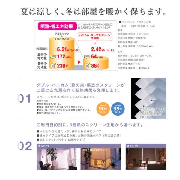 セイキ ハニカム サーモスクリーン ボールチェーンタイプ 遮光タイプ（非防炎） 標準仕様 幅1201〜1300mm 高さ951〜1150mm 3