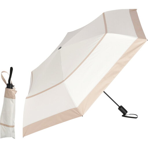 自動開閉晴雨兼用傘 超軽量カーボン ボーダー オフ×ベージュ AEX53FD-063PI OF+BGE 自動開閉晴雨兼用傘 超軽量カーボン ボーダー オフ×ベージュ AEX53FD-063PI OF+BGE
