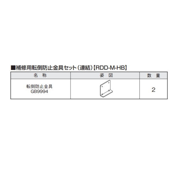 三協アルミ 大型引戸門扉 補修用梱包 補修用転倒防止金具セット（連結） ライディートR用 RDD-M-HB