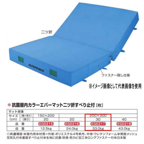 エバニュー 抗菌 屋内 カラーエバーマット 二ツ折 すべり止付 EGD217 200×300cm 30cm厚