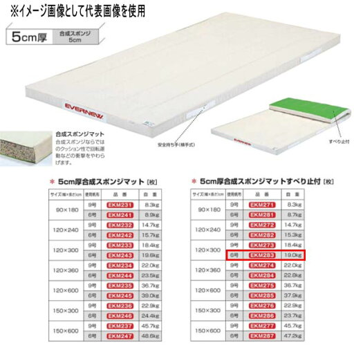 エバニュー 5cm厚合成スポンジマットすべり止付 EKM283 幅120×長300cm 6号帆布 エバニュー 5cm厚合成スポンジマットすべり止付 EKM283 幅120×長300cm 6号帆布