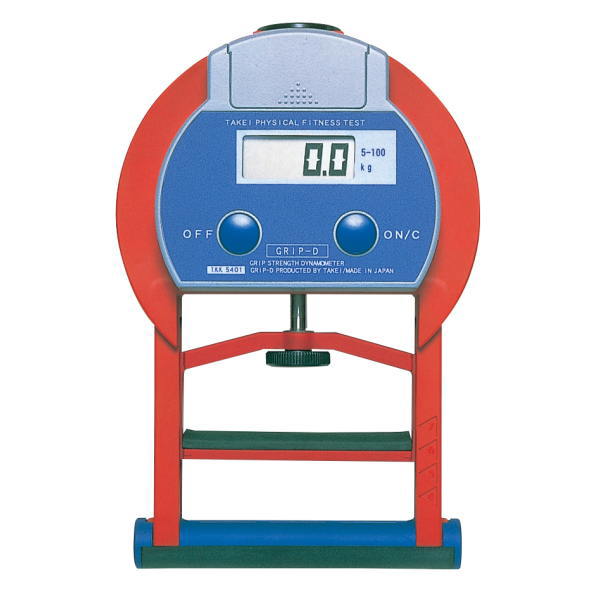 握力計用品 平均値自動算出機能 握力計等測定器の修理は1ヶ月以上かかる場合がございます。早めの点検をお願いします。 素材：本体:ガラス繊維強化ポリアミド、グリップ:熱可塑性エラストマー(TPE) 重さ：680g(電池含む) 測定範囲5~100kg(表示:0.1kg単位) スメドレー式 単4乾電池2ヶ付(動作確認用) 電池持続時間:約100時間 オートパワーオフ機能付 サイズ：長さ23.5X幅15.4X厚さ6.2cm