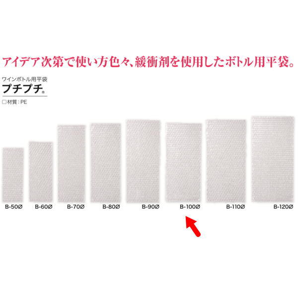 包装袋 プチプチ 209070 ボトル用平袋 プチプチ 100Ф 170mm×380mm 200枚