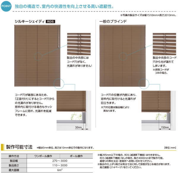 タチカワ ヨコ型 アルミブラインド シルキーシェイディ RDS 幅805～1000mm 高さ2210～2400mm [2]