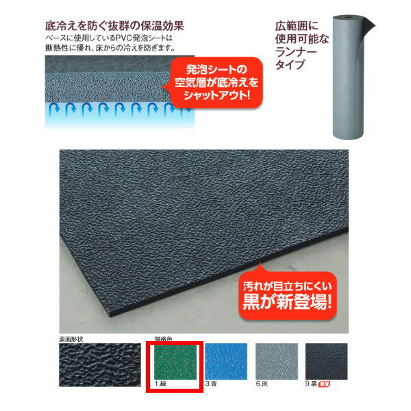 テラモト トリプルシート 9mm 緑 MR-154-305-1 1m×5m 3