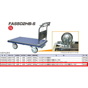 アイケーキャリー 始動時 フット式アシスト機能付台車 自在ピン式ハンドブレーキ付 制動ブレーキ付 FAS502HB-S