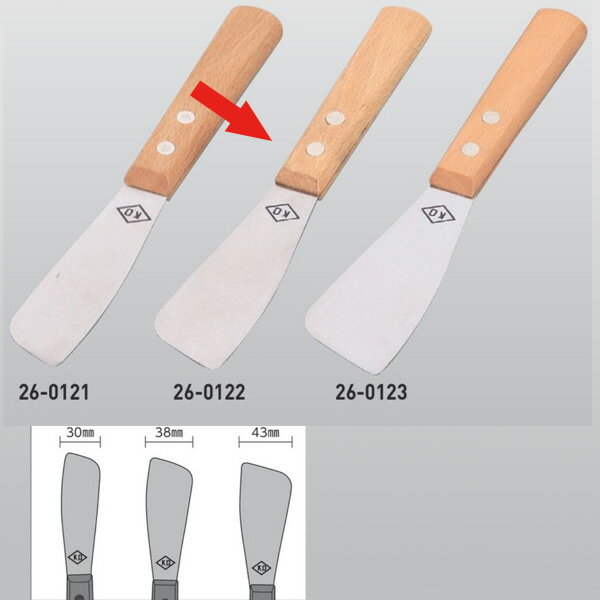 防水施工工具 仕上げベラ極（きわみ）M 幅38mm（先端32mm） 26-0122