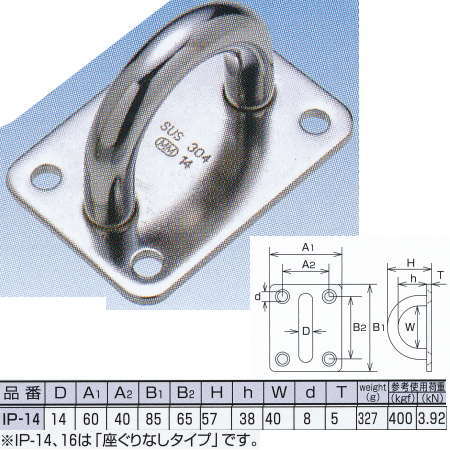 水本機械 アイプレート ステンレス金具 IP-16 NO.2197