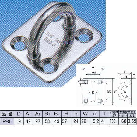 水本機械 アイプレート ステンレス金具 IP-9 NO.770