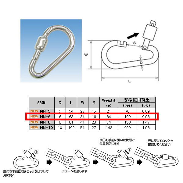 水本機械 オープンフック N型 ステンレス SUS304 NN-6