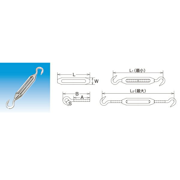 乐天商城 - 水本機械 枠式ターンバックル L120mm SUS304 TB-8H NO.381