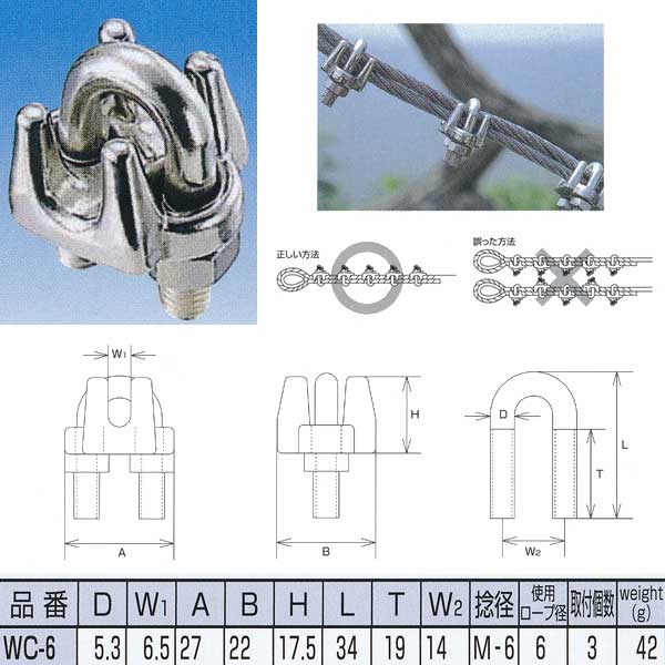 水本機械 ワイヤークリップ ステンレス SUS304 WC-6 NO.431
